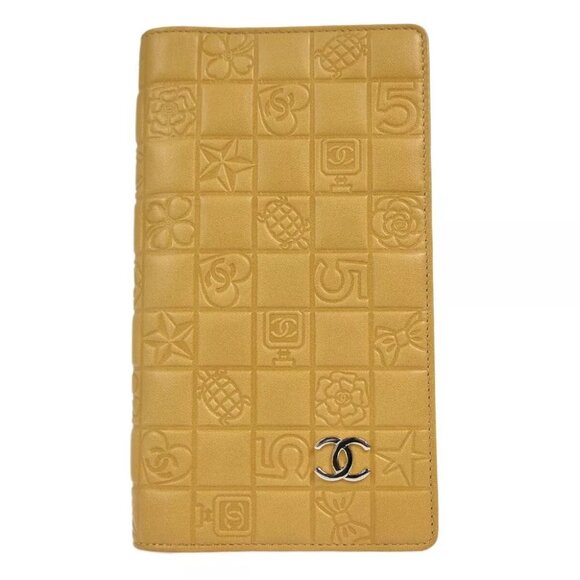 Chanel Beige Lambskin Icon Bifold Wallet Purse - Picture 1 of 7